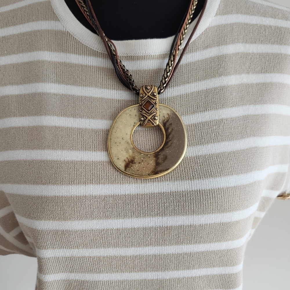 Chico's Gold and Brown Statement Necklace